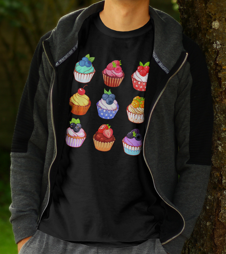 Yummy Cupcake Dessert Challenge Berry Toppings Collection T-Shirt