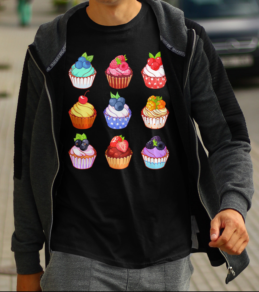 Yummy Cupcake Dessert Challenge Berry Toppings Collection T-Shirt
