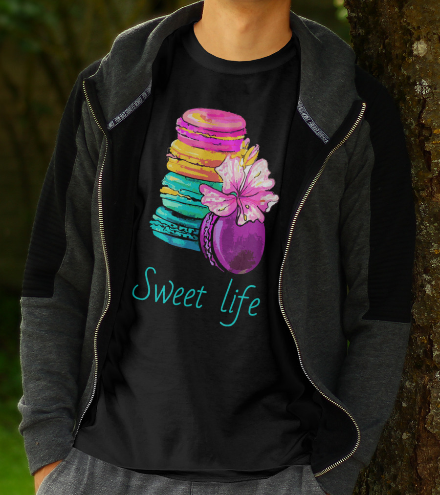 Sweet Life Colorful Macarons With Flower T-Shirt