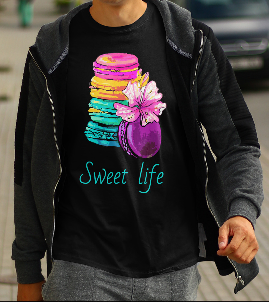 Sweet Life Colorful Macarons With Flower T-Shirt
