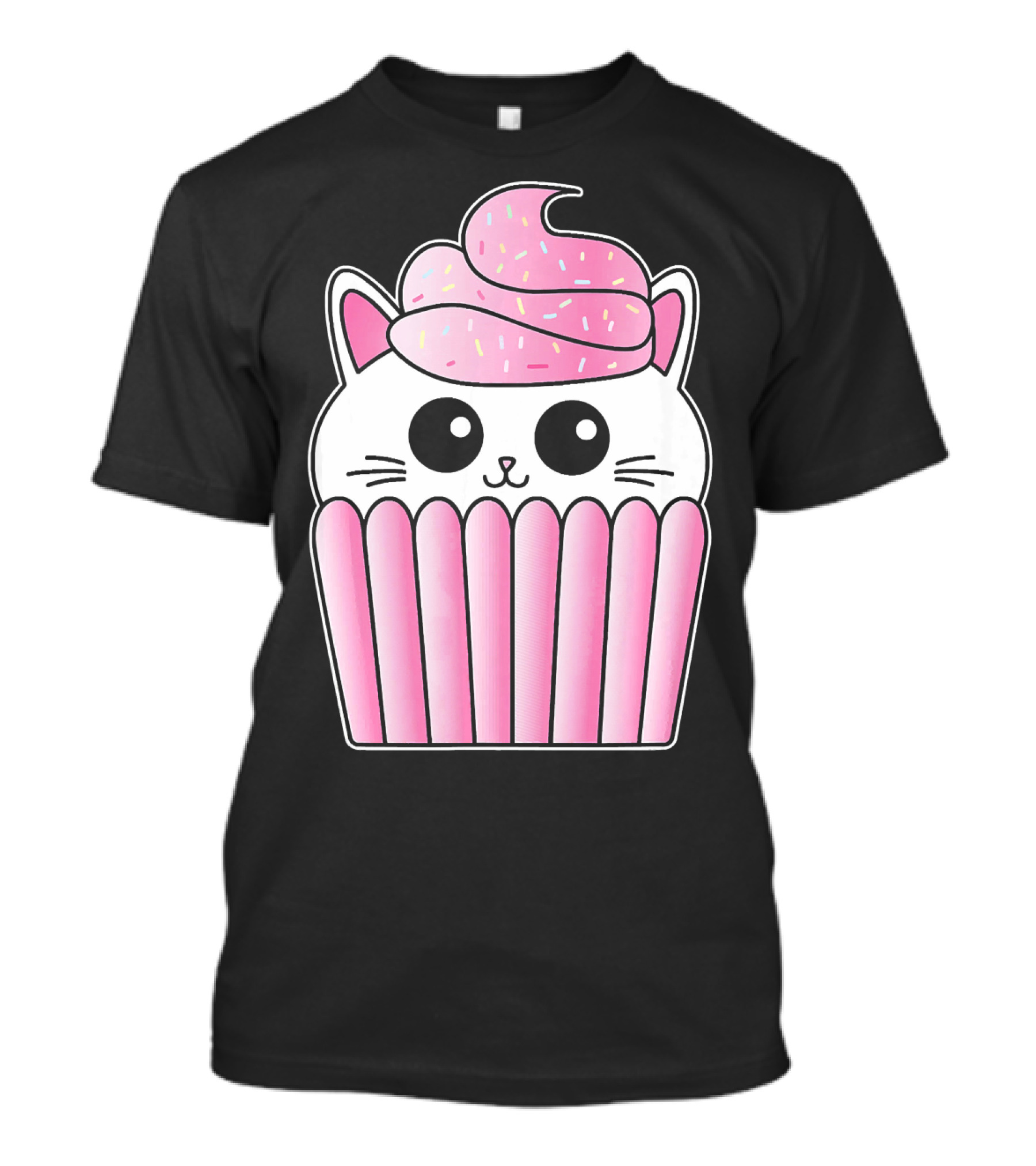 Kawaii Cat Cupcake Muffin In Pink Sweet Delight T-Shirt