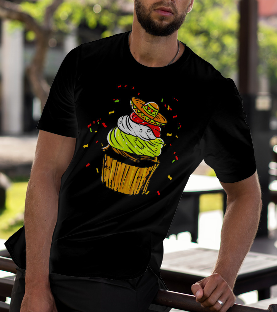 Cinco De Mayo Fiesta Cupcake With Sombrero And Confetti T-Shirt