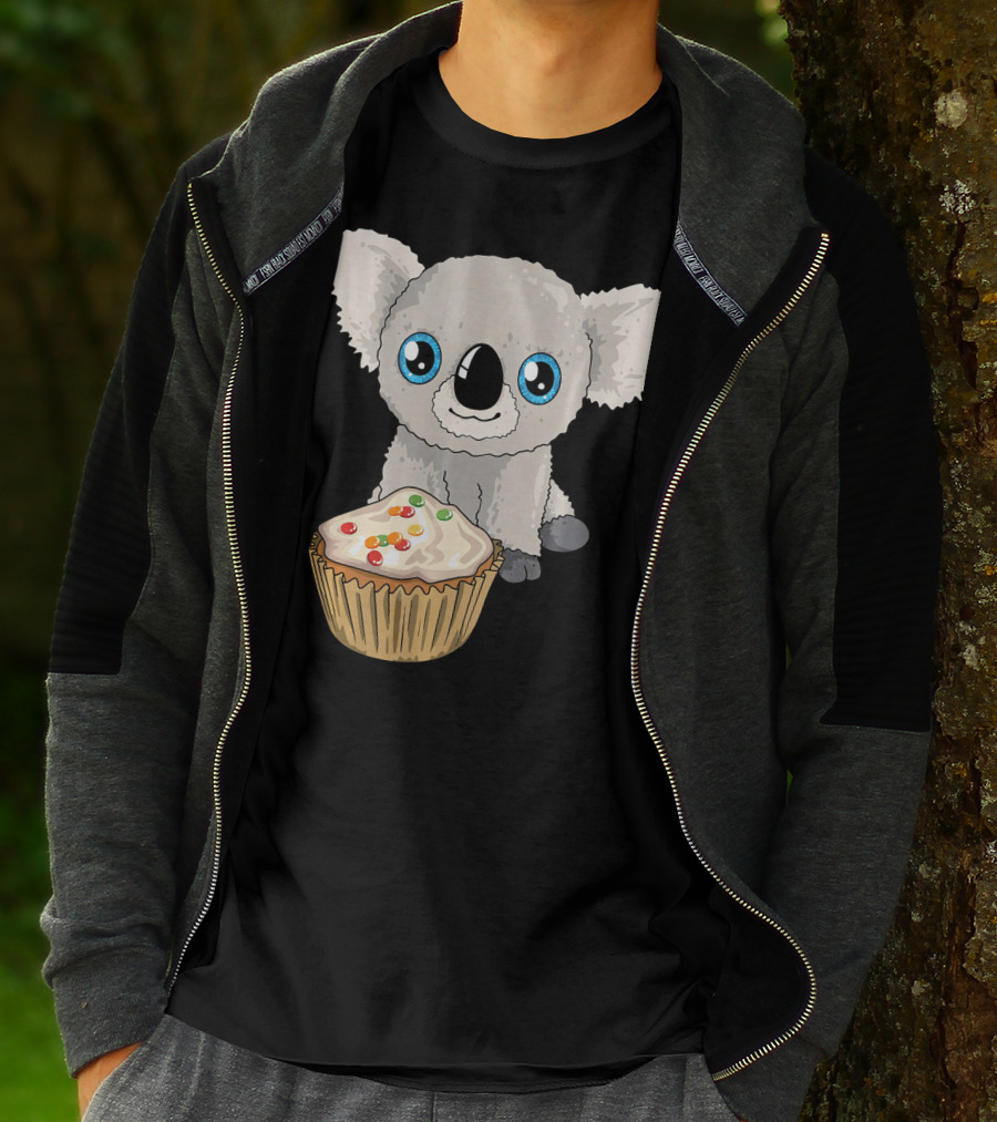 Cute Baby Koala With Cupcake Birthday T-Shirt