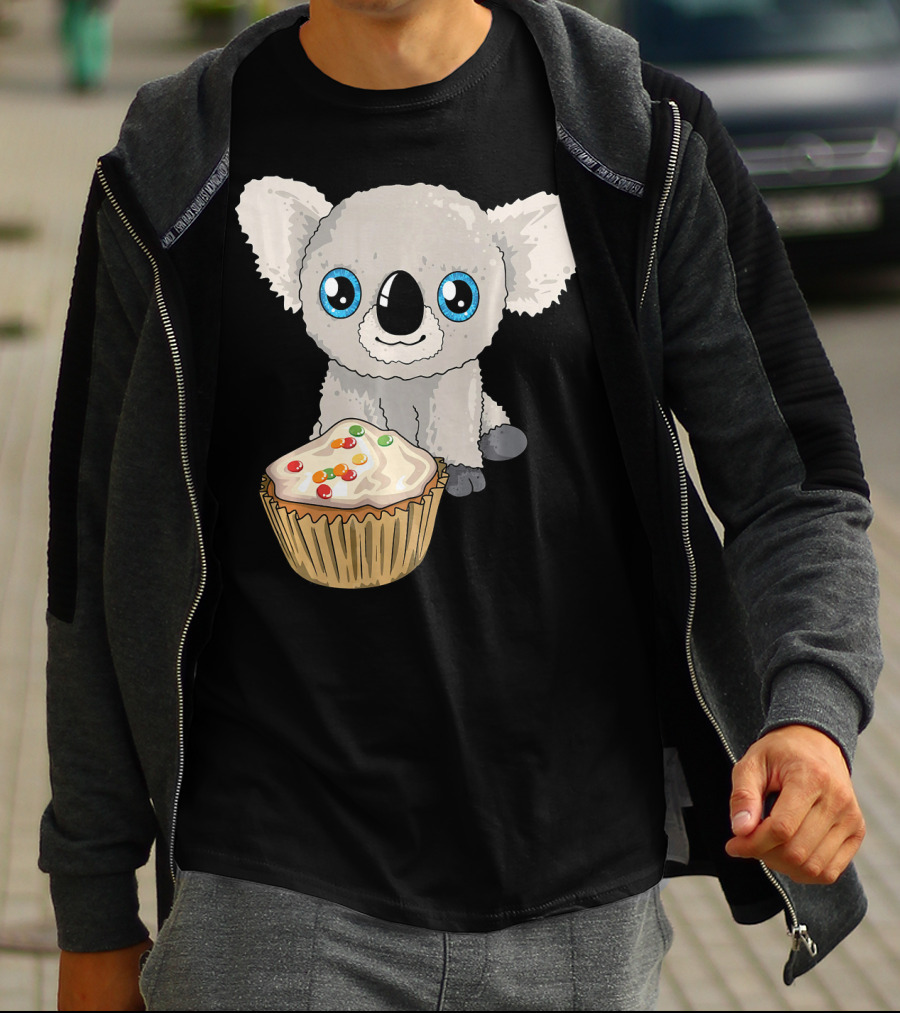 Cute Baby Koala With Cupcake Birthday T-Shirt