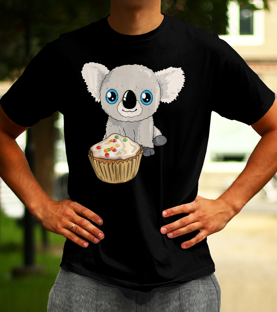 Cute Baby Koala With Cupcake Birthday T-Shirt