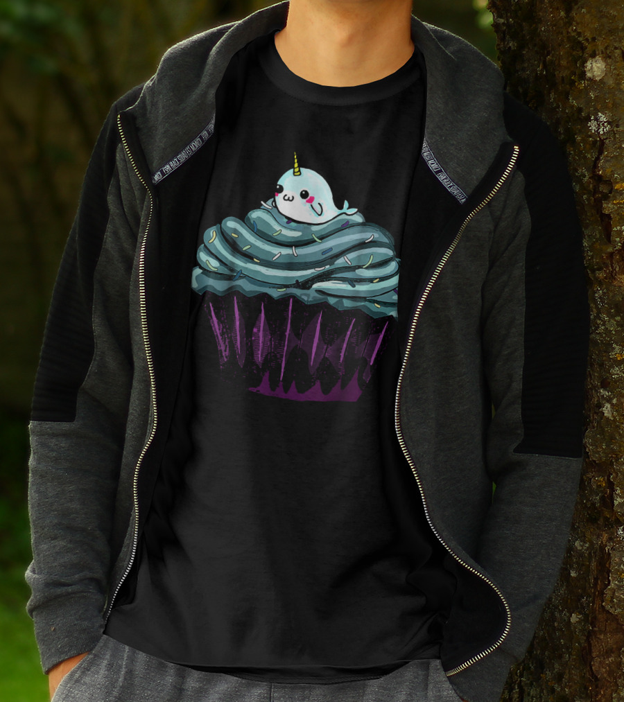 Narwhal Cupcake Cute Blue Icing Dessert T-Shirt