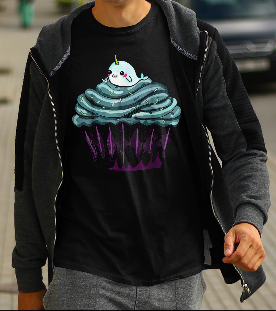 Narwhal Cupcake Cute Blue Icing Dessert T-Shirt