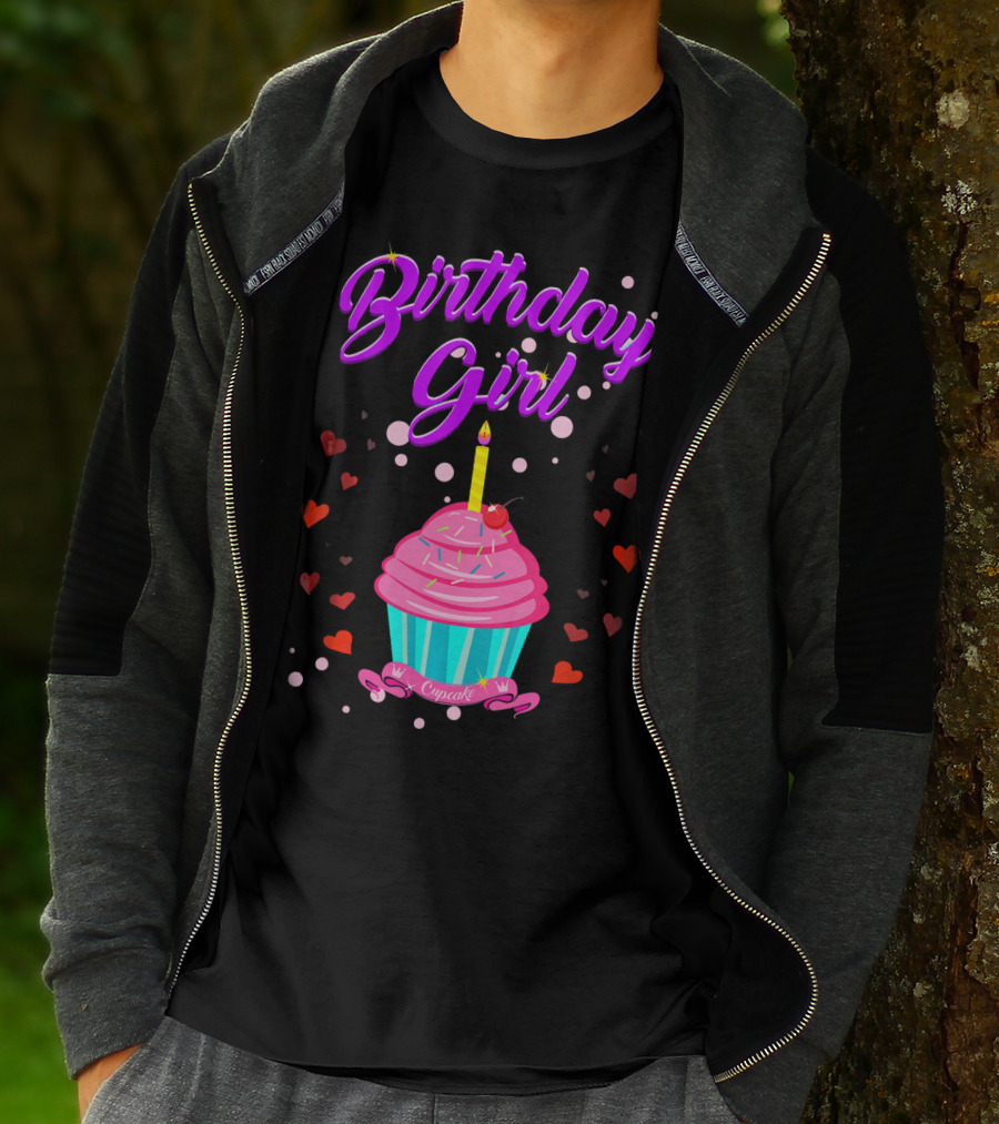 Birthday Girl Cupcake With Heart And Candle T-Shirt