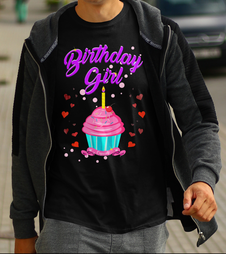 Birthday Girl Cupcake With Heart And Candle T-Shirt