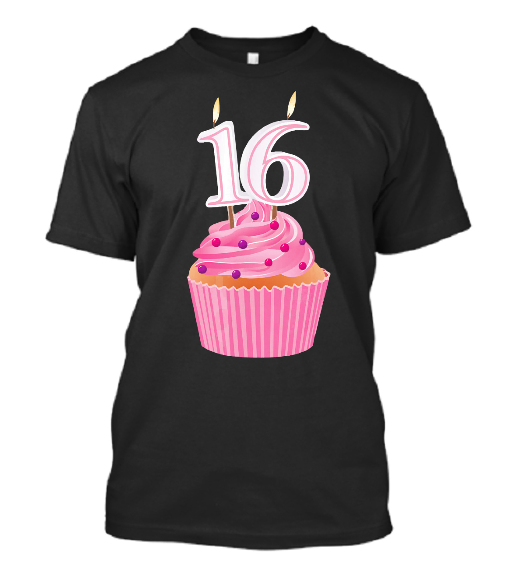 Sweet 16 Birthday Pink Cupcake With Number Candle T-Shirt