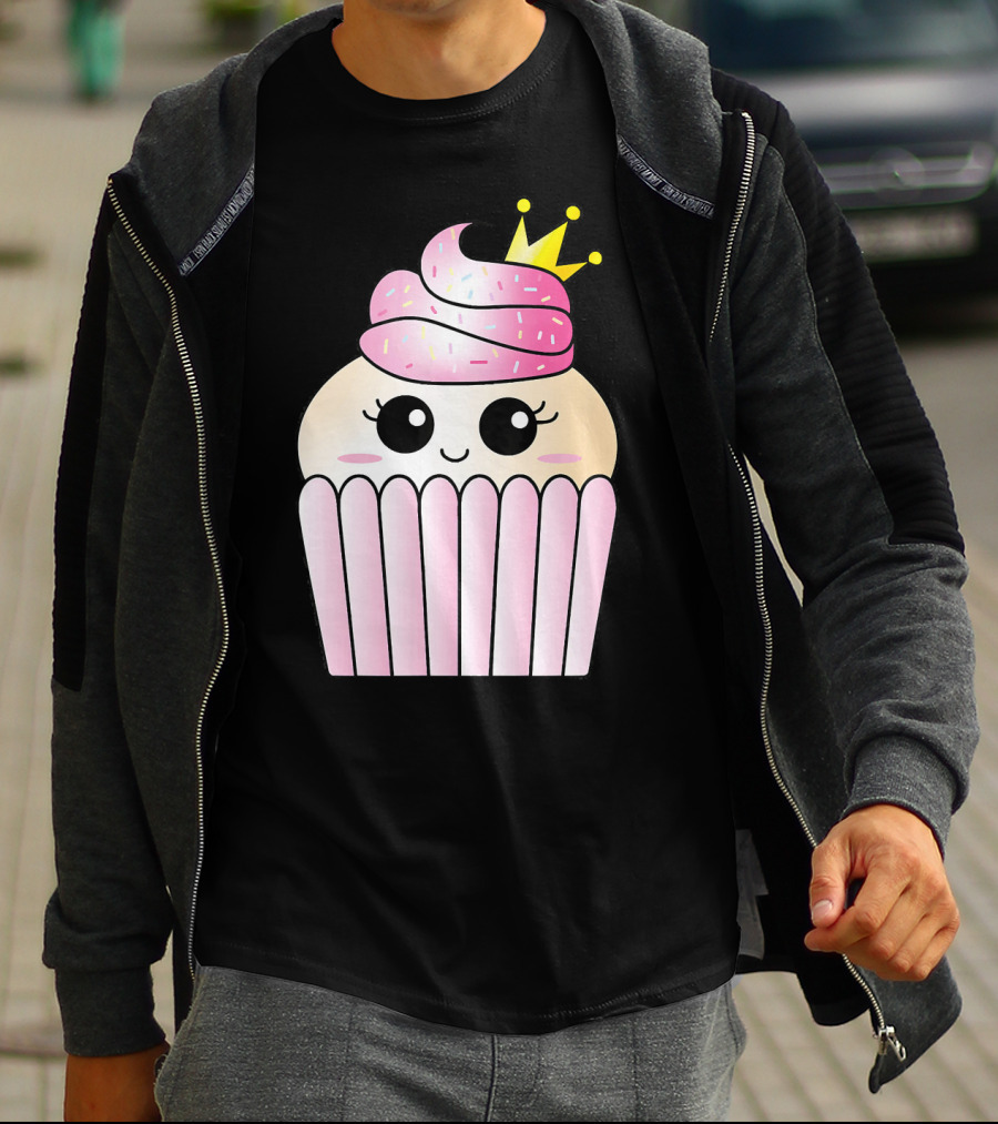 Sweet Pink Cupcake Muffin Queen Kawaii Crown T-Shirt