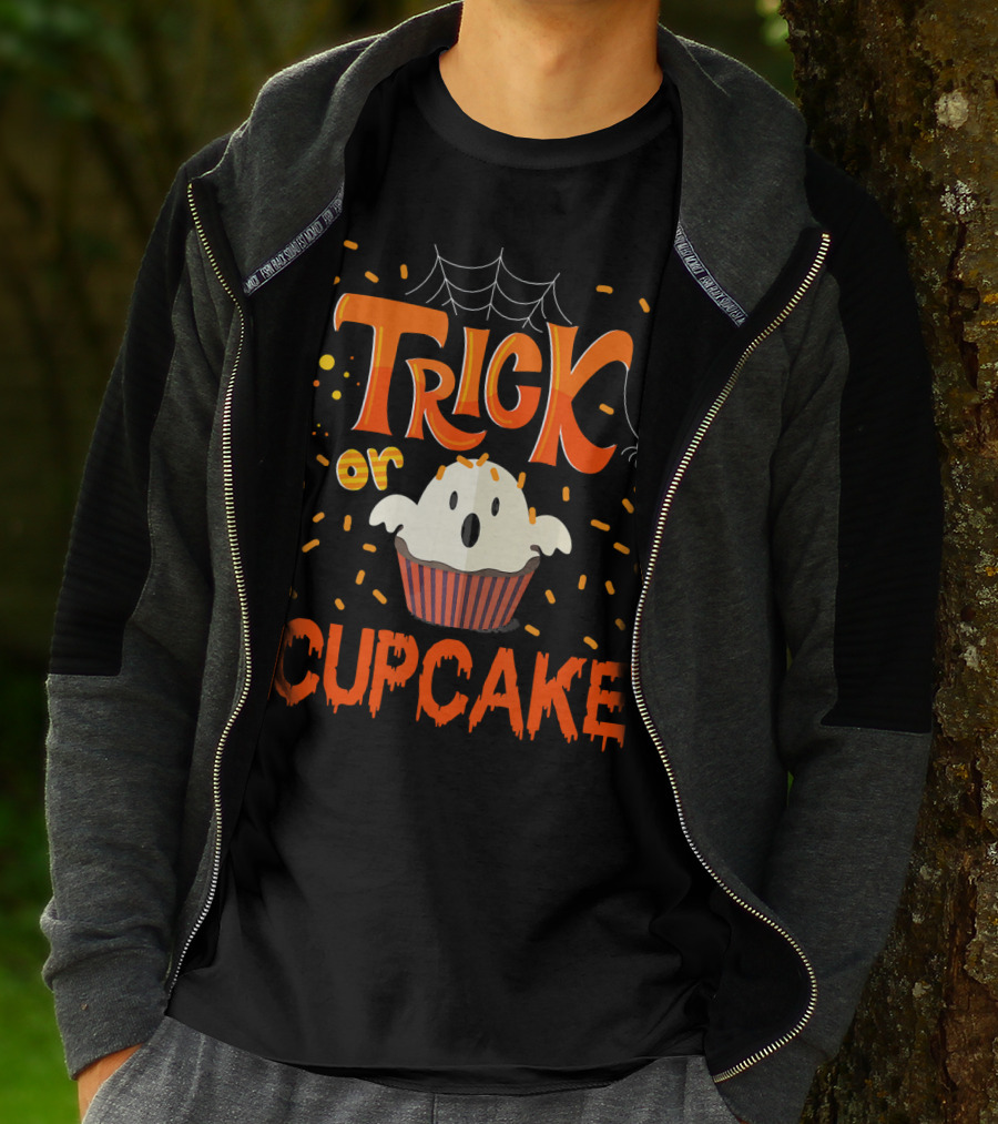 Trick Or Treat Spider Web Ghost Cupcake T-Shirt
