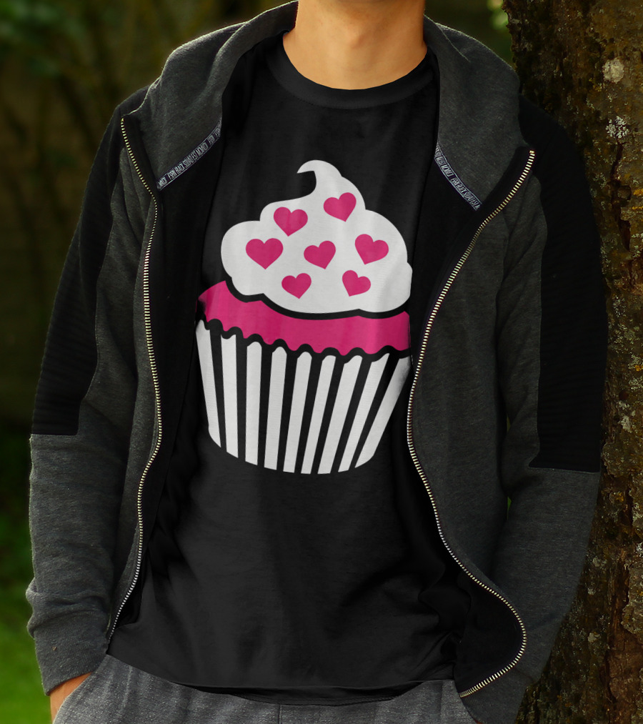 Cupcake With Pink Hearts T-Shirt