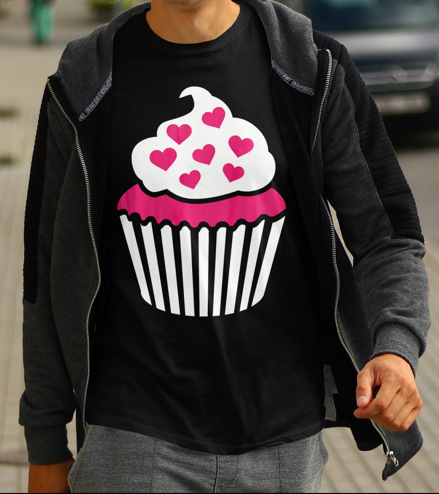 Cupcake With Pink Hearts T-Shirt
