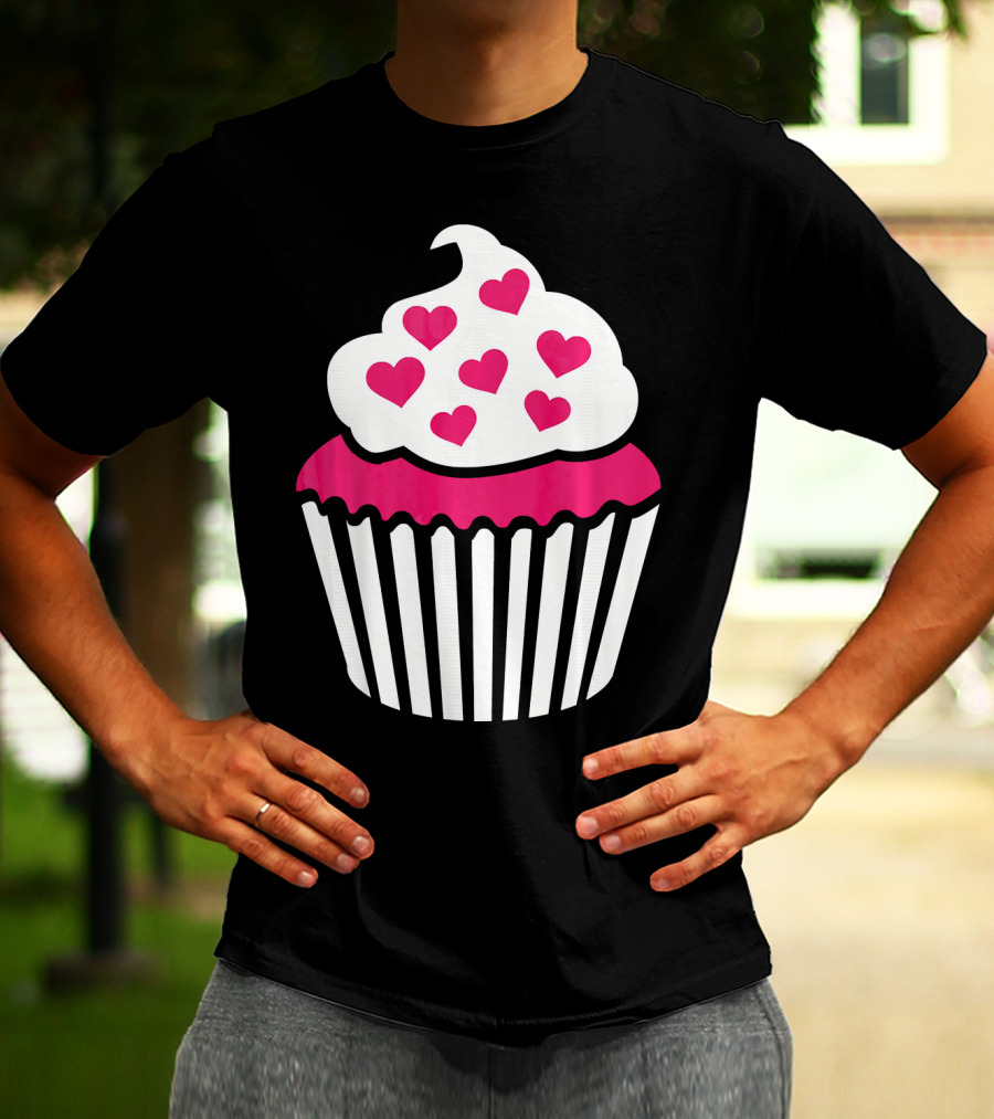 Cupcake With Pink Hearts T-Shirt