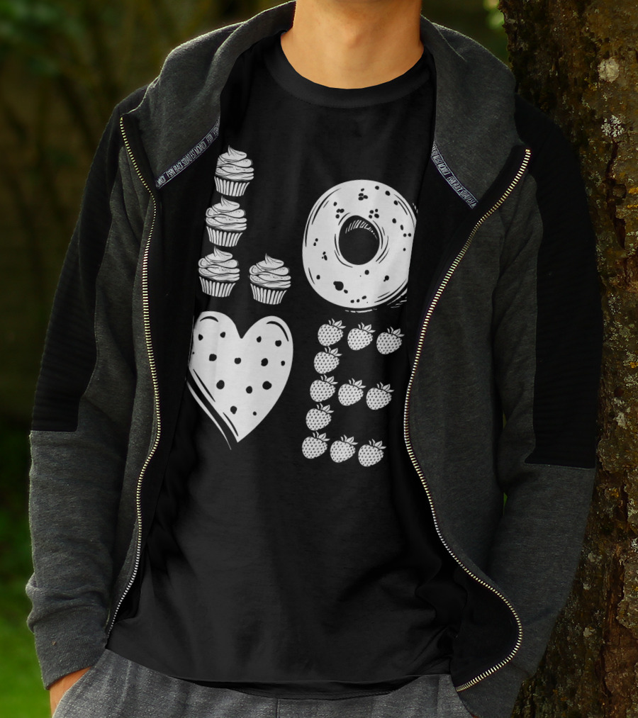 Love Cupcake Doughnut Strawberry Food Lover T-Shirt