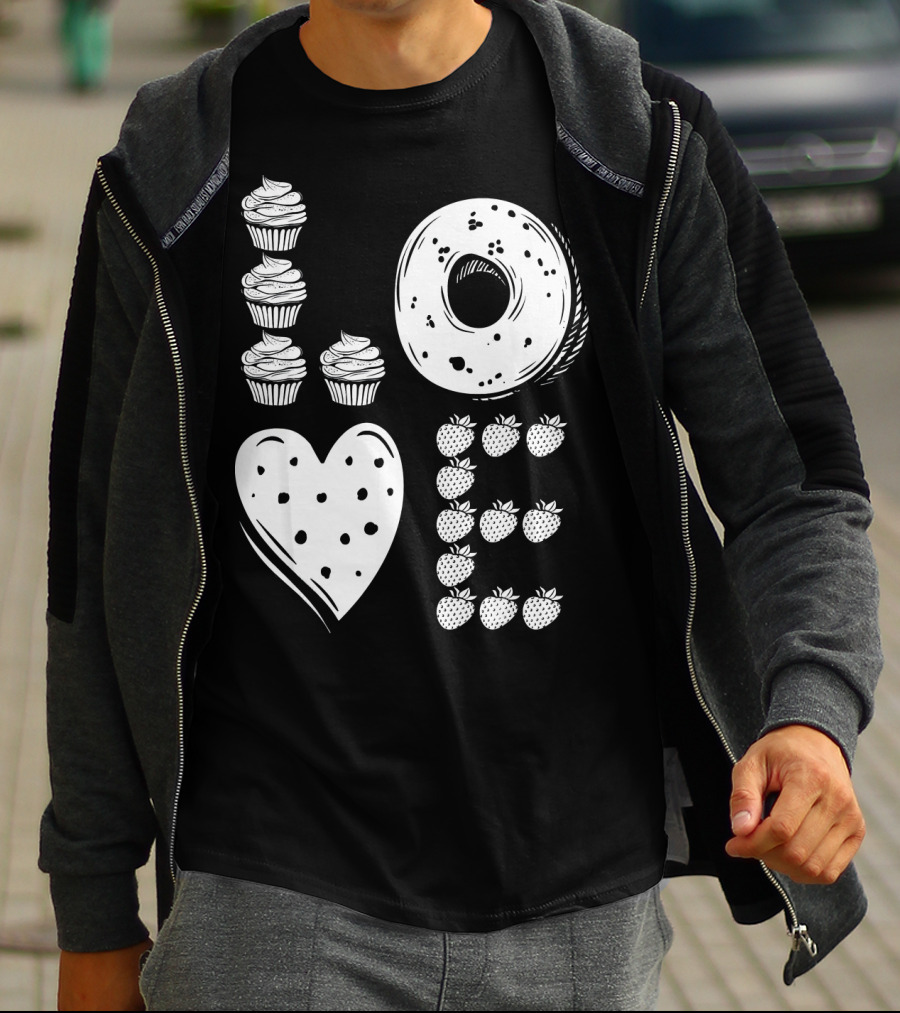Love Cupcake Doughnut Strawberry Food Lover T-Shirt