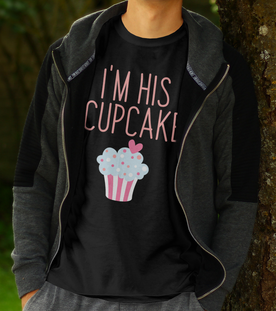 I'm His Cupcake Valentine's Day Couple With Heart And Polka Dot Frosting T-Shirt