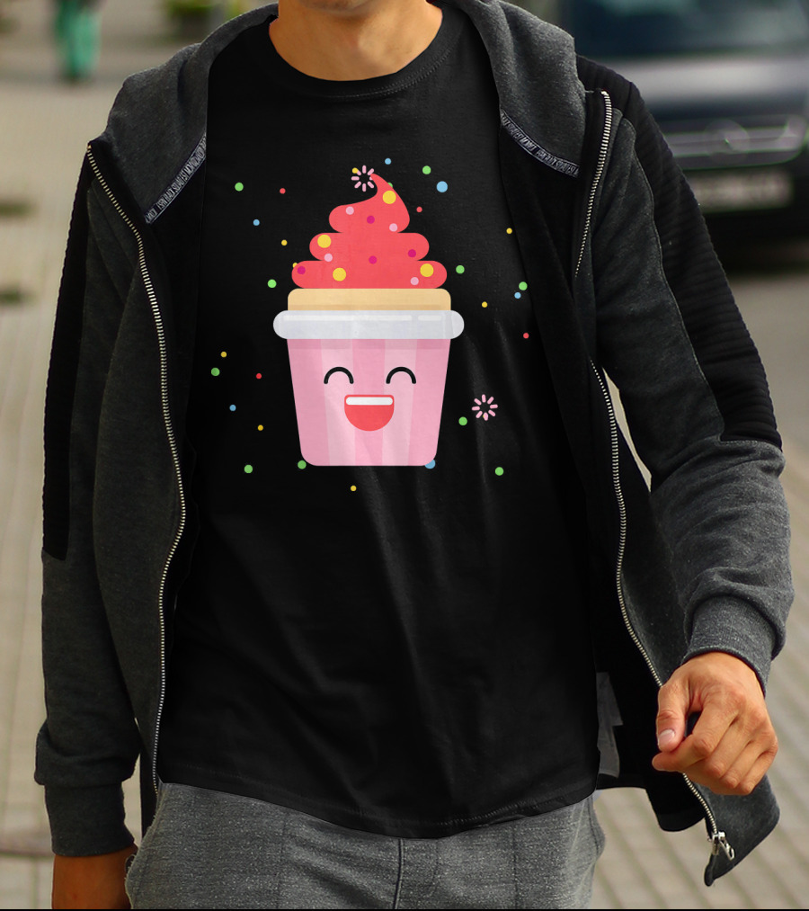 Cupcake Smiley Sweet Dessert Celebration With Sprinkles T-Shirt