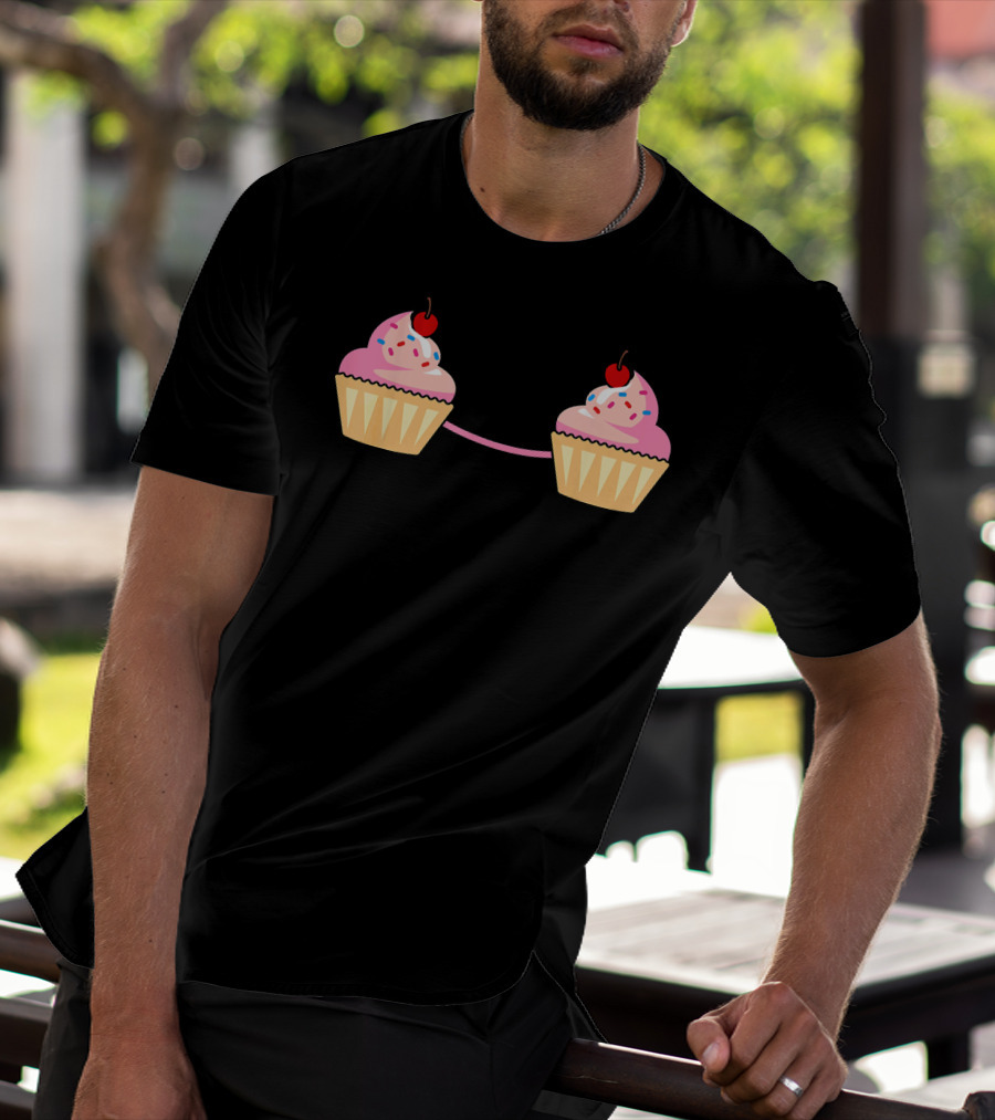 Cupcake Bra Costume Cute Food With Pink Frosting And Cherry On Top T-Shirt