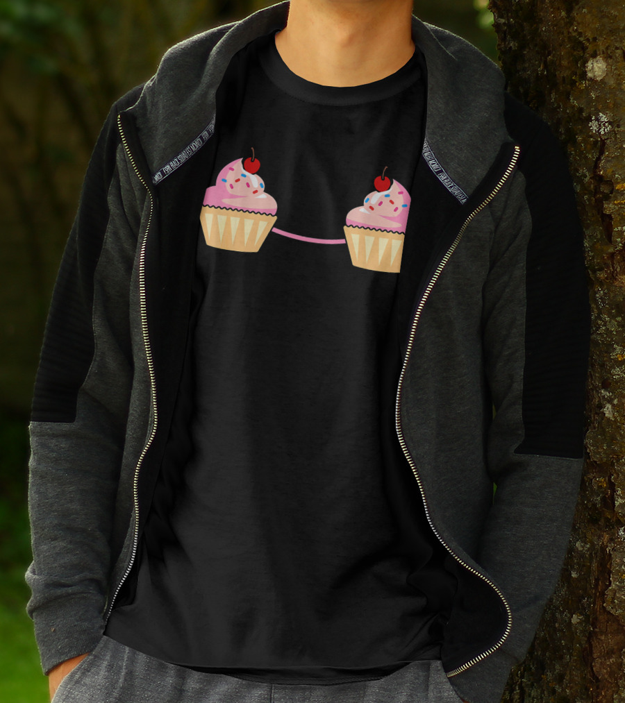 Cupcake Bra Costume Cute Food With Pink Frosting And Cherry On Top T-Shirt
