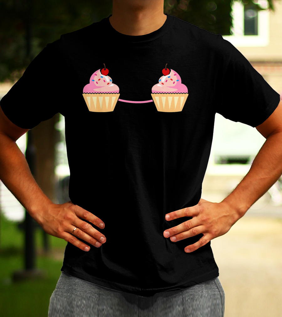 Cupcake Bra Costume Cute Food With Pink Frosting And Cherry On Top T-Shirt