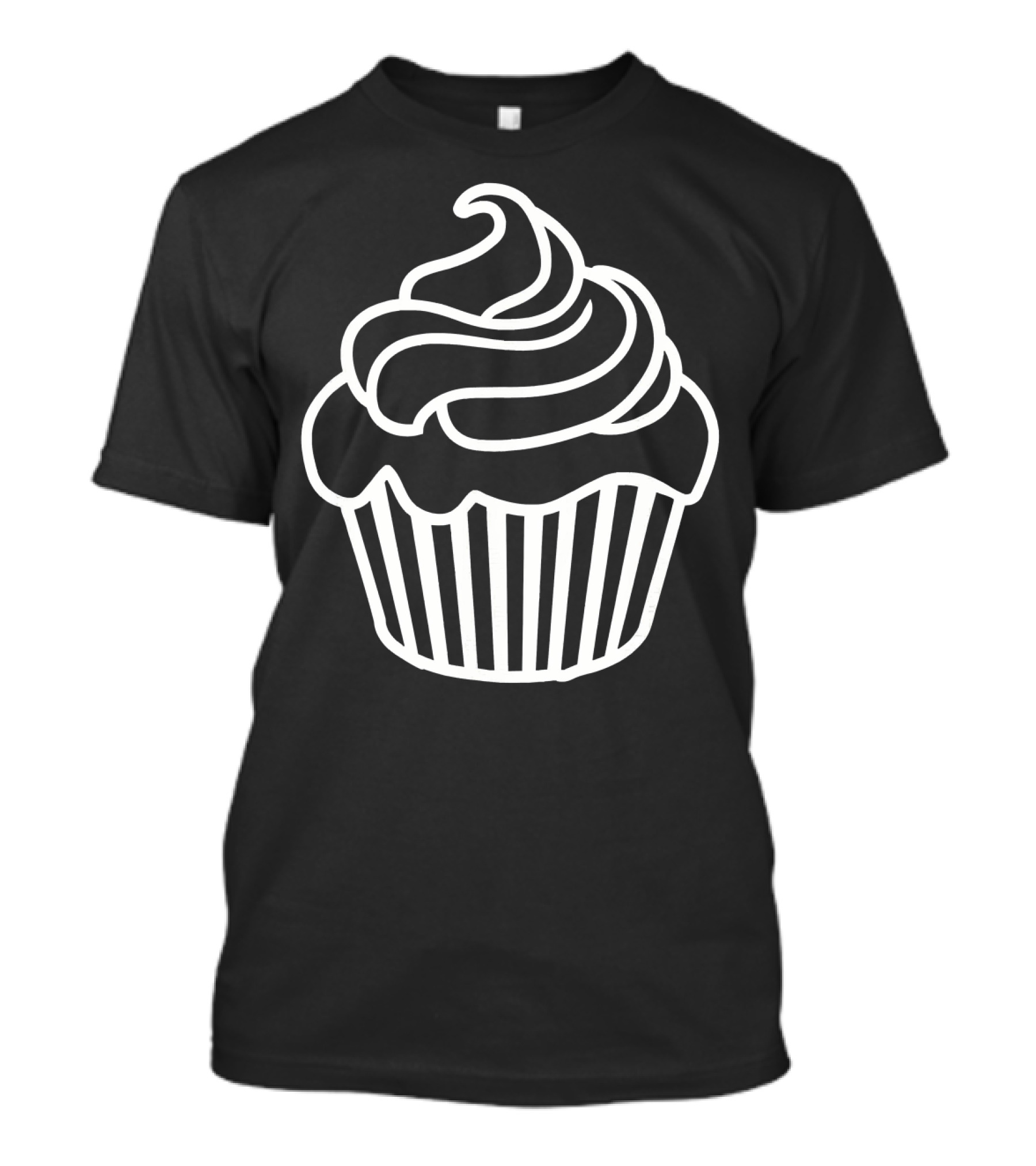 Cupcake Icon Black And White Outlined T-Shirt