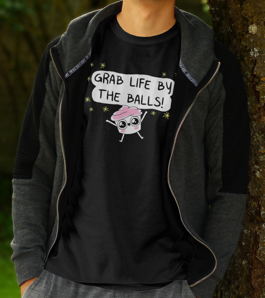Grab Life By The Balls Good Advice Cupcake Cute Starry Character T-Shirt