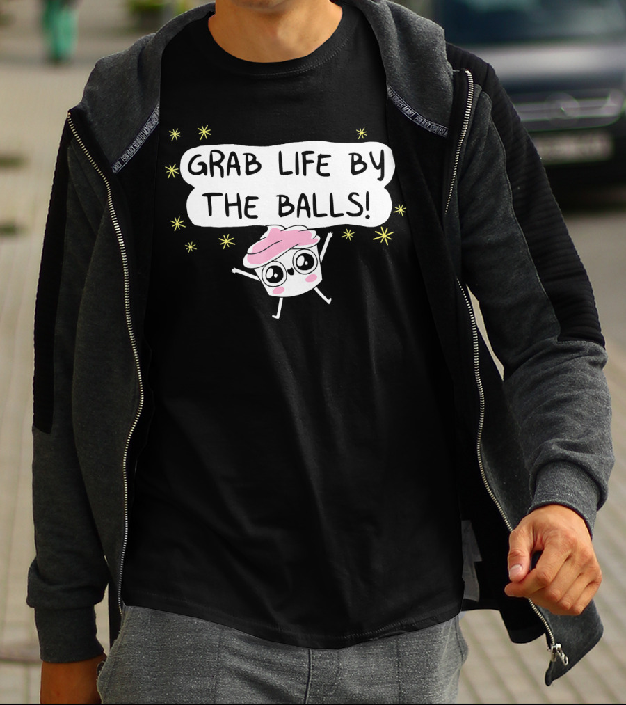 Grab Life By The Balls Good Advice Cupcake Cute Starry Character T-Shirt