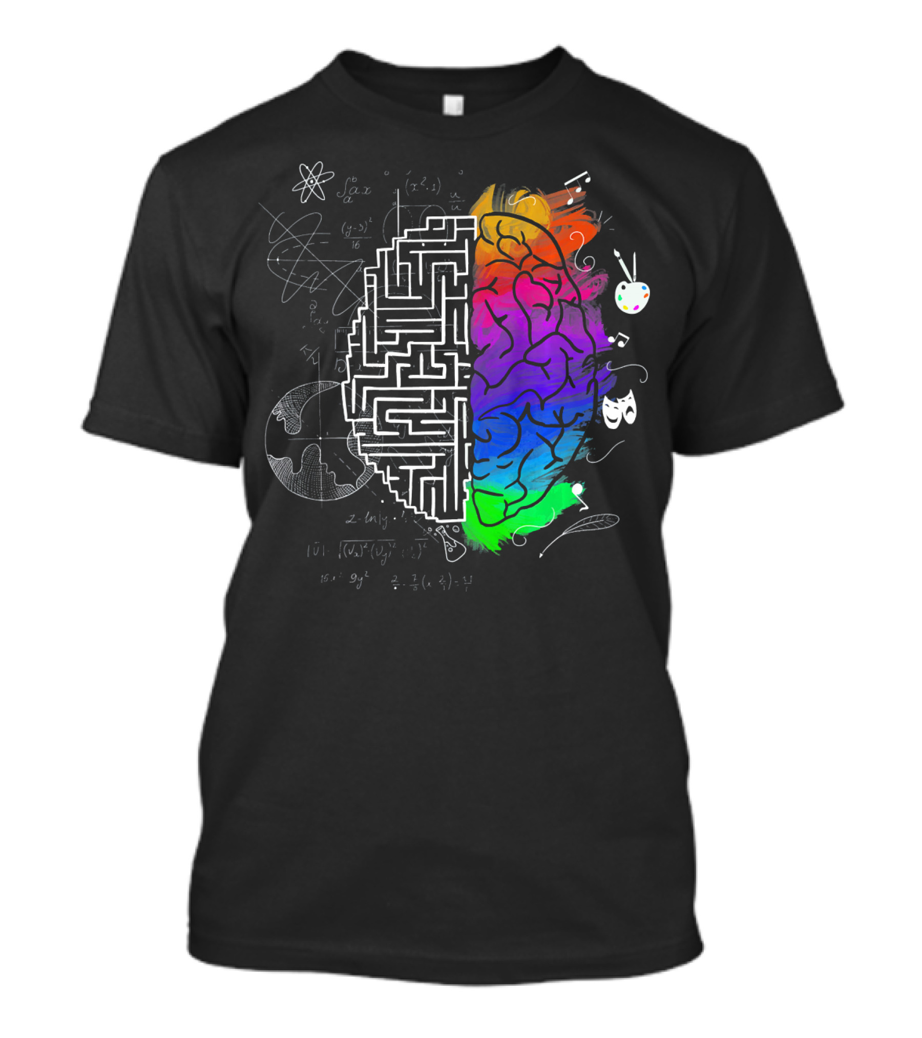 Colorful Brain Science Physics Art Music Mathematics Creativity T-Shirt