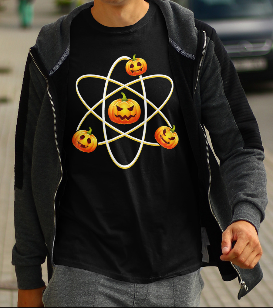Halloween Pumpkin Atom Symbol With Jack-O'-Lanterns T-Shirt
