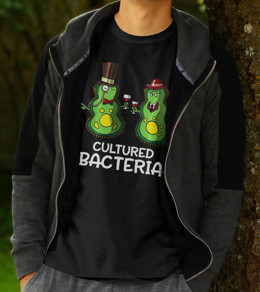 Cultured Bacteria Funny Student With Sophisticated Hats And Wine T-Shirt