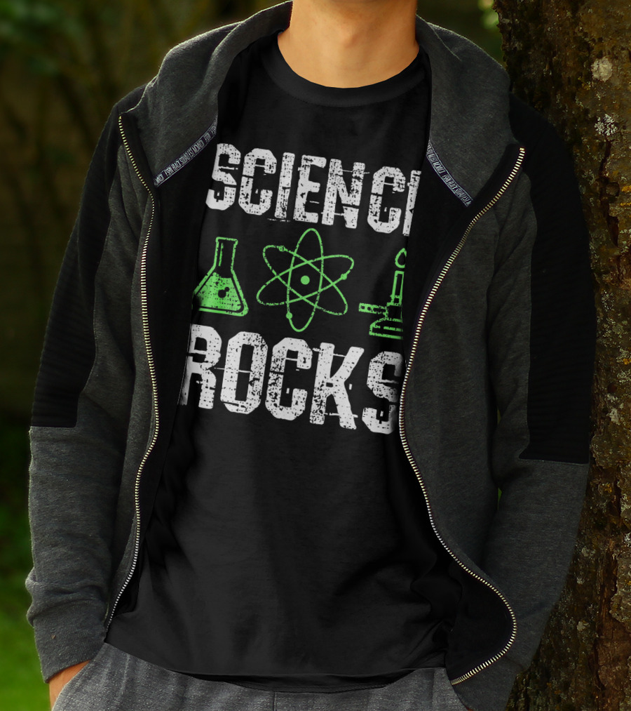 Science Rocks Biology Chemistry Beaker Atom Bunsen Burner T-Shirt