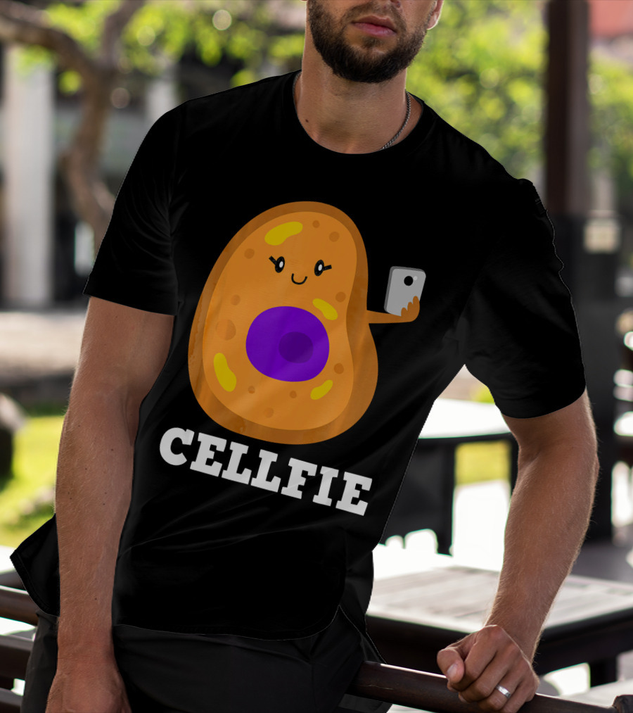 Cute Cell Character Taking Selfie For Science Teacher Enthusiasts T-Shirt