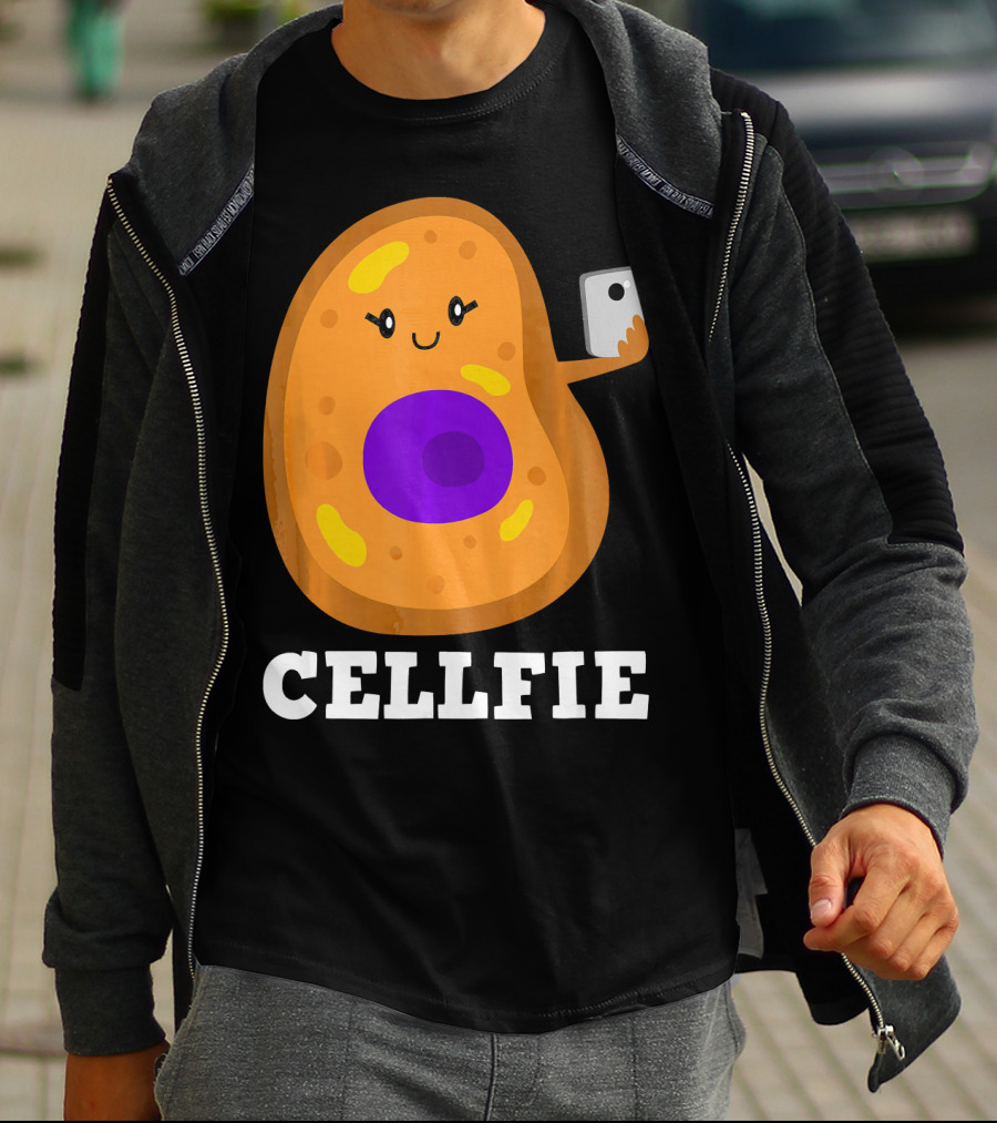 Cute Cell Character Taking Selfie For Science Teacher Enthusiasts T-Shirt