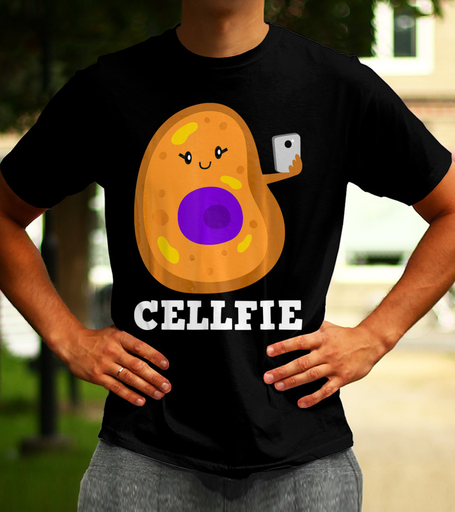Cute Cell Character Taking Selfie For Science Teacher Enthusiasts T-Shirt