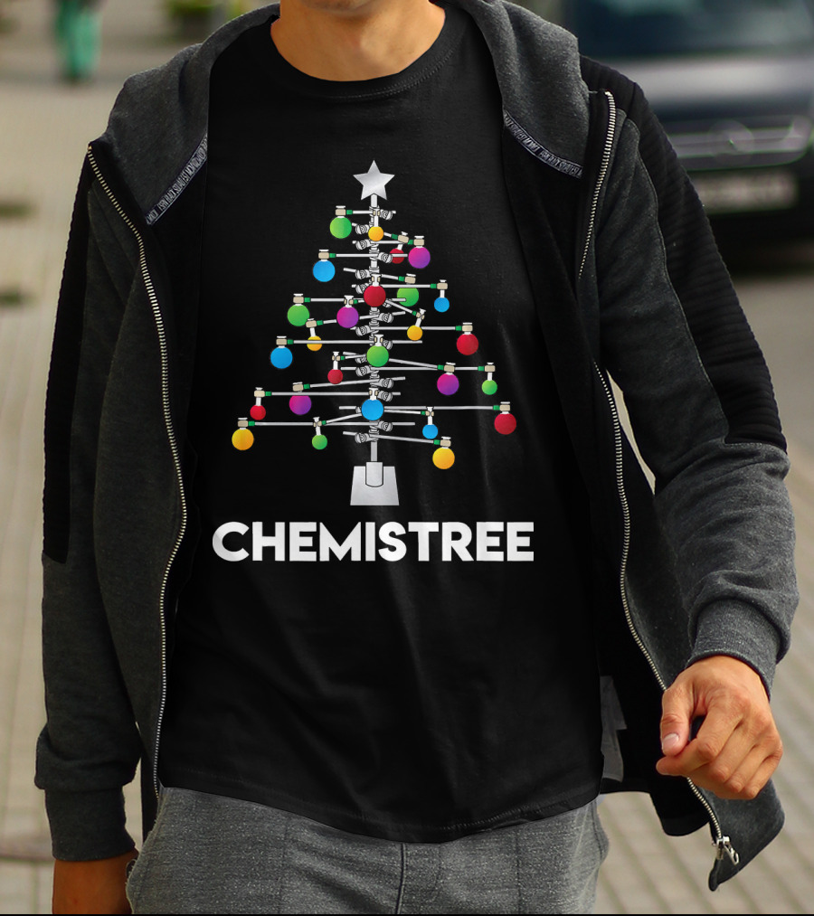 Chemistree Funny Christmas Science Holiday Flask Ornament Tree T-Shirt