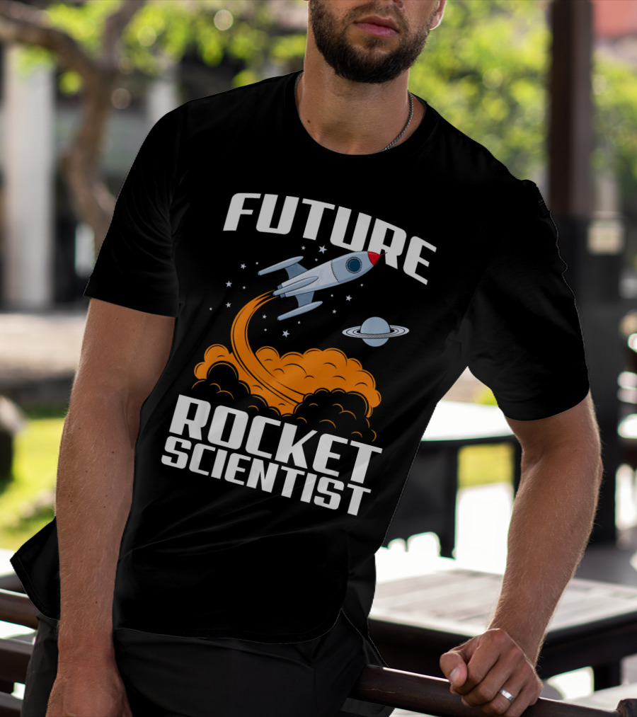 Future Rocket Scientist Spaceship Blast Off With Planet Saturn T-Shirt