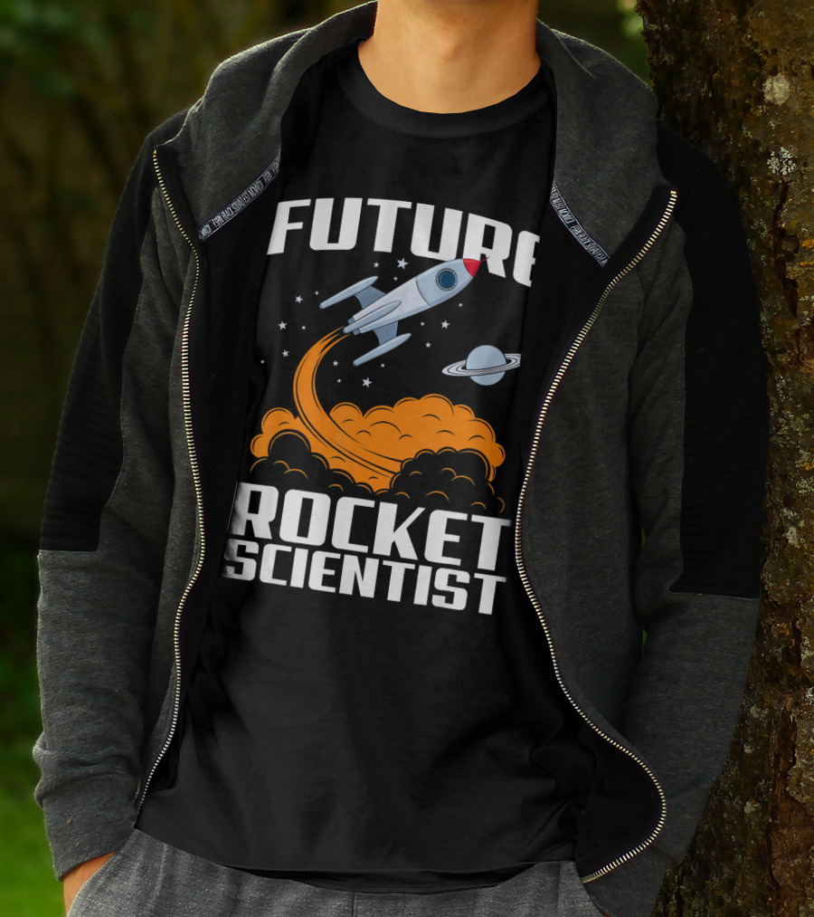 Future Rocket Scientist Spaceship Blast Off With Planet Saturn T-Shirt