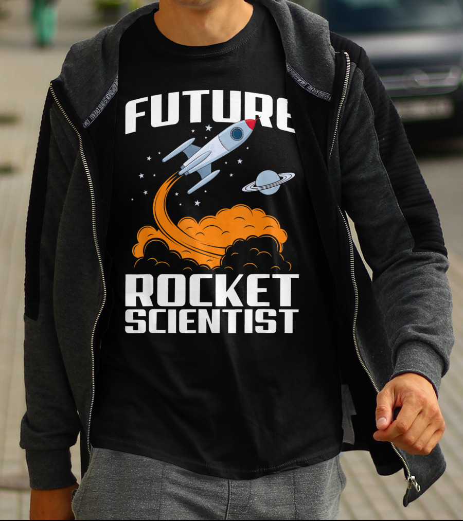 Future Rocket Scientist Spaceship Blast Off With Planet Saturn T-Shirt