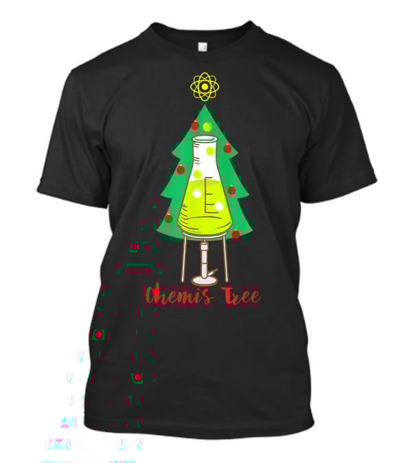 Chemis Tree Beaker Christmas Atom Funny Science Chemistry T-Shirt