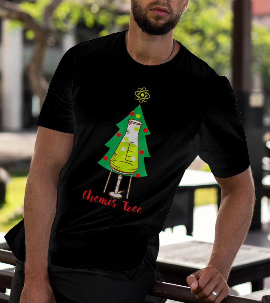 Chemis Tree Beaker Christmas Atom Funny Science Chemistry T-Shirt