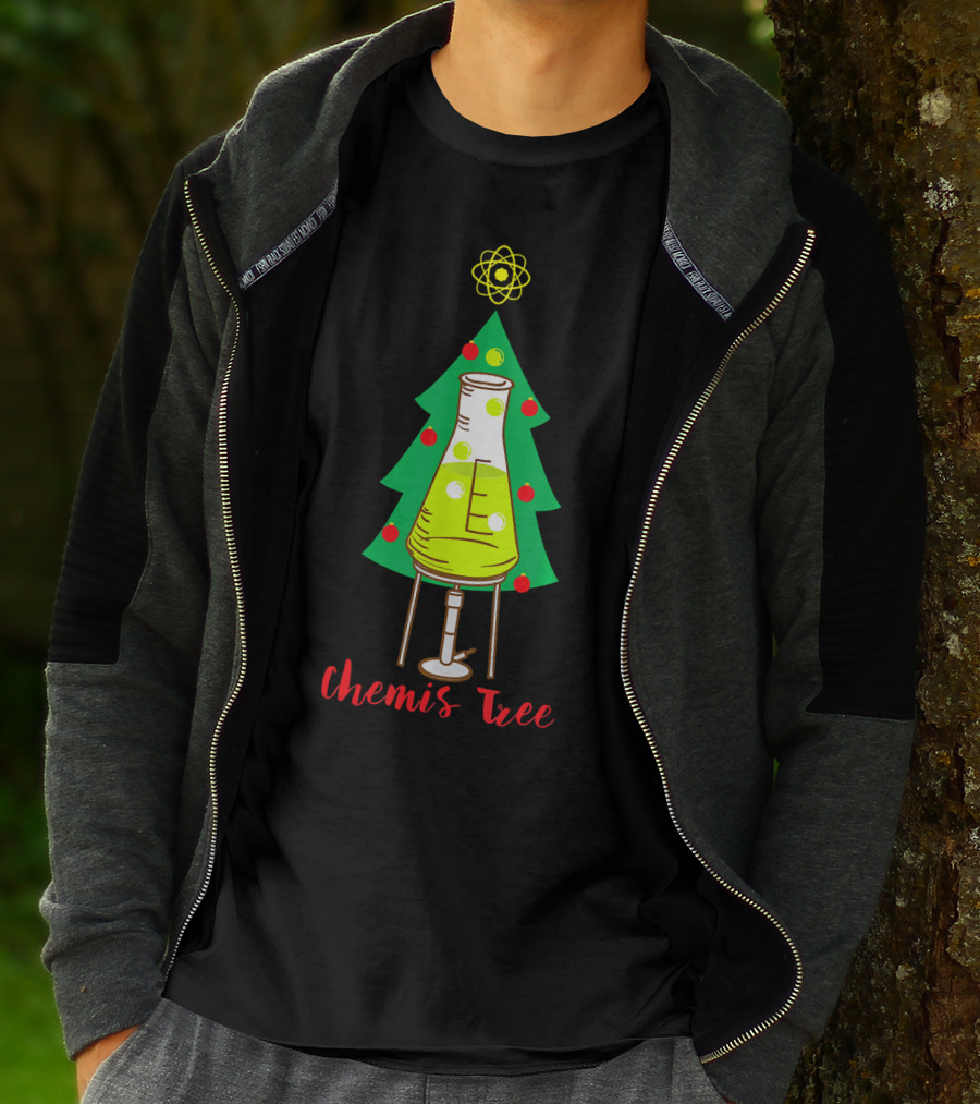 Chemis Tree Beaker Christmas Atom Funny Science Chemistry T-Shirt