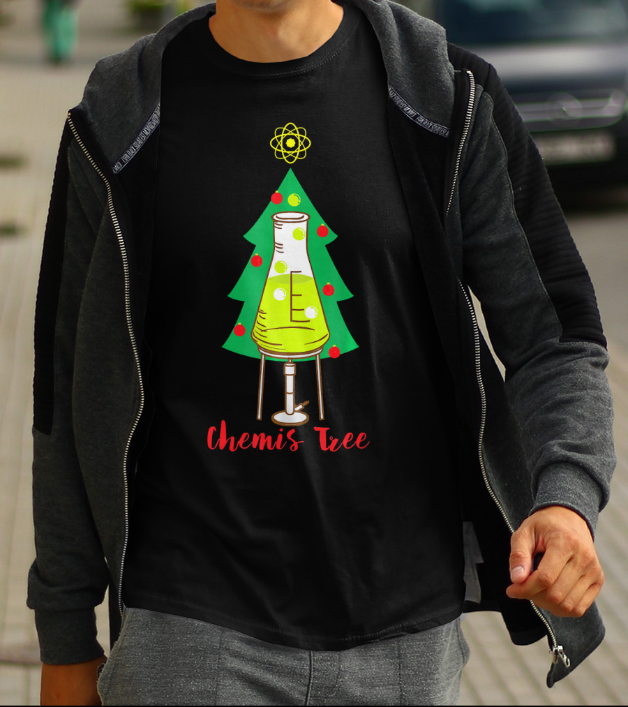 Chemis Tree Beaker Christmas Atom Funny Science Chemistry T-Shirt