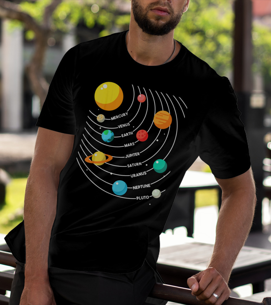 Mercury Venus Earth Mars Jupiter Saturn Uranus Neptune Pluto Solar System Science T-Shirt