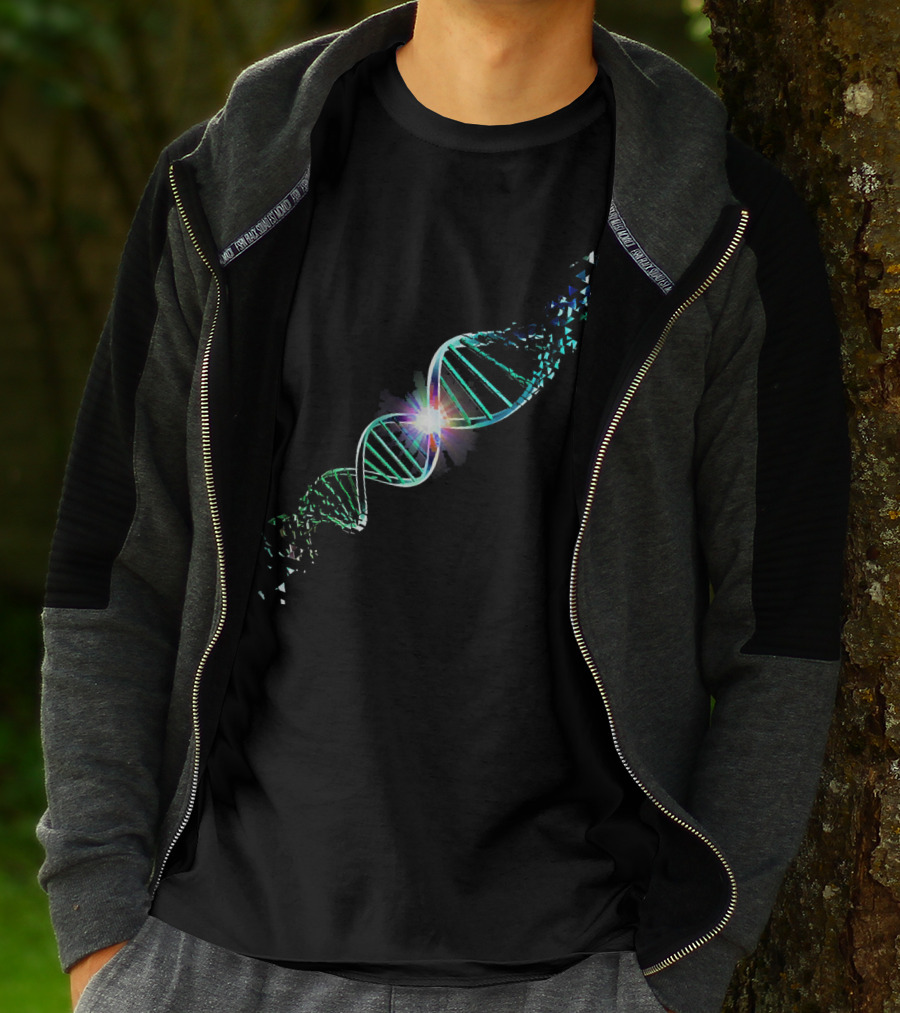 Shattered DNA Genetics Science Double Helix Fracture Illuminate T-Shirt