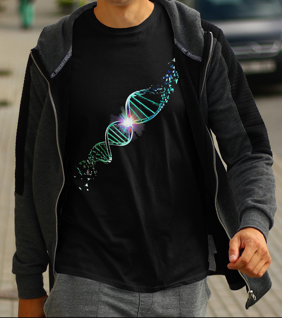 Shattered DNA Genetics Science Double Helix Fracture Illuminate T-Shirt