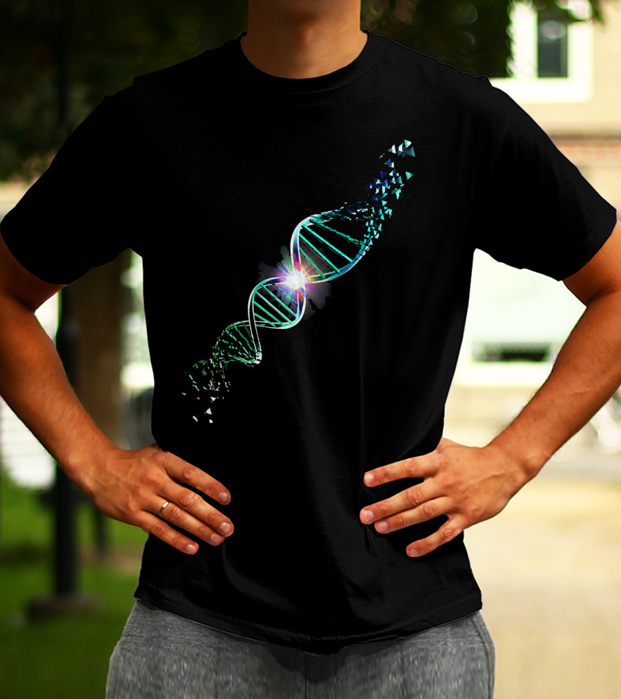 Shattered DNA Genetics Science Double Helix Fracture Illuminate T-Shirt