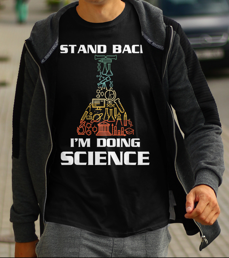 Stand Back I'm Doing Science STEM Beaker Icons Chemistry Physics Biology T-Shirt