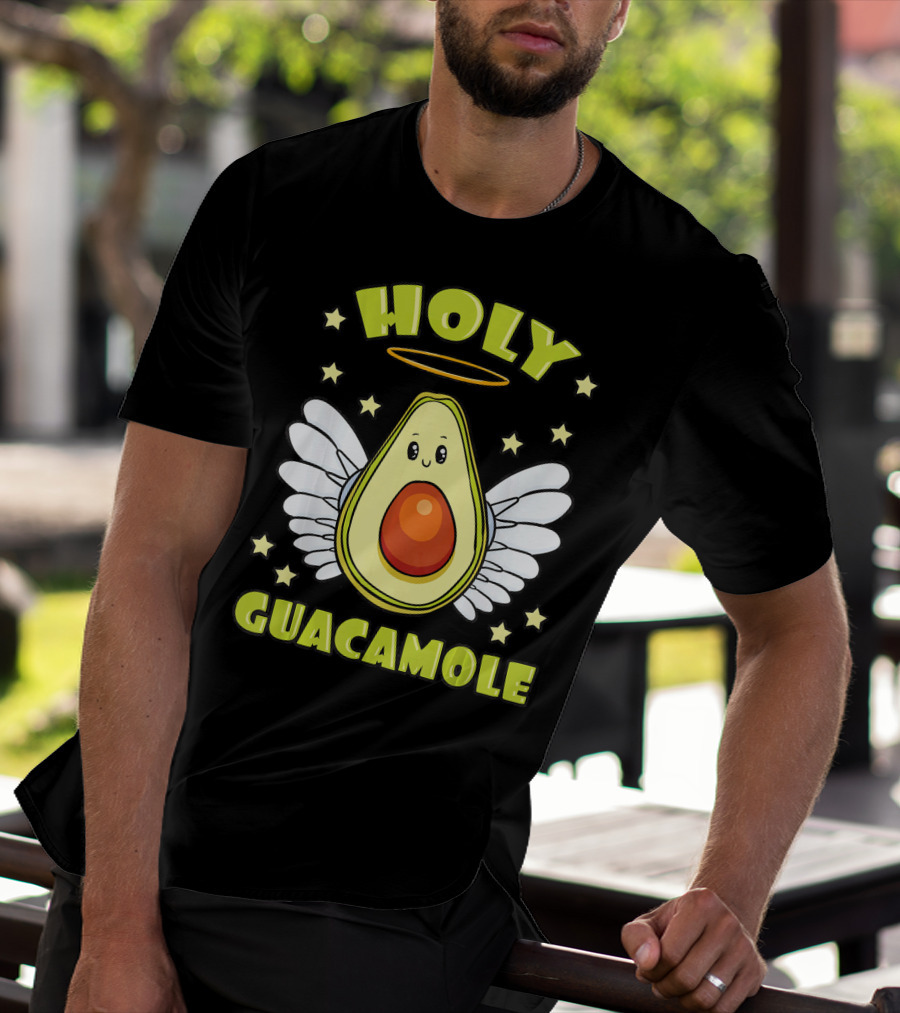 Holy Guacamole Avocado Angel With Halo And Wings T-Shirt